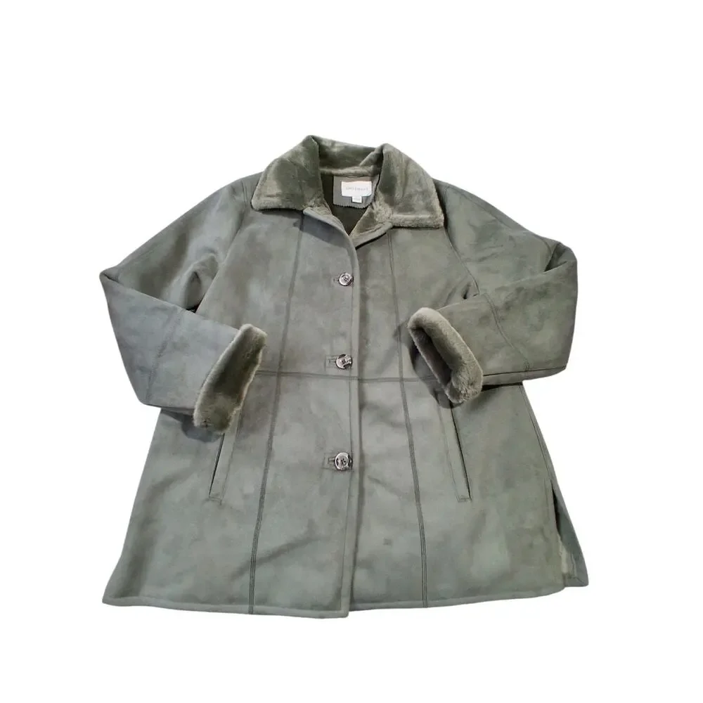 Appleseeds Faux Suede Women's‎ size XL Plush Lined Chunky Cozycore Winter Coat